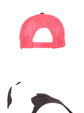 Load image into Gallery viewer, Black Hat + Red Heart & Holey Red Back with the "Love Love Tennis" Heart and holey back is a stylish and functional accessory designed for tennis enthusiasts who want to combine fashion with functionality on the court. The hat is primarily black, which gives it a sleek and versatile appearance, making it suitable for various tennis outfits. At the front of the hat, prominently displayed, is the "Love Love Tennis" Heart logo.