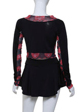 Load image into Gallery viewer, Black Vee Crop Top with Heart Mesh Trim