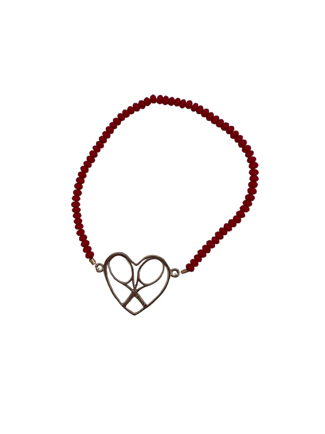 Gold Heart + Rackets Bracelet with Jade Beads