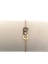 Load image into Gallery viewer, A carefully crafted jewelry piece is made in Los Angeles, designed by Adeline. A reminder for the tennis enthusiast to be kind AND have fun while on the court. Each bracelet is hand cast and then assembled and polished by a fine jewelry artisan. Great care is taken to bring out the shine of the gold.