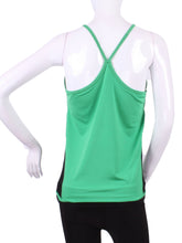 Load image into Gallery viewer, This is my top with the least coverage. Aptly named the Tiny Tank! It has a deep scoop neckline and strappy cross back. (If you have boobs....it WILL show your sports bra - if you wear one that is....) Very light and cool - this top is for a tennis player who either doesn’t wear a sports bra OR wears one under. This top is not supportive. It’s more of a feather draping over your chest!