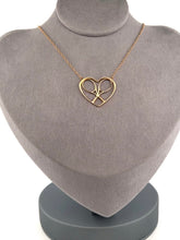 Load image into Gallery viewer, Heart + Rackets Solid Gold Tennis Necklace
