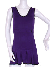 Load image into Gallery viewer, The Angelina Dress is from our sophisticated and elegant collections, for women with a flair for looking good. Wear this stunning piece straight from the court....to cocktails. This style is in our purple design, with a flattering v-neck neckline.