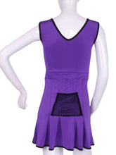 Load image into Gallery viewer, The Angelina Dress is from our sophisticated and elegant collections, for women with a flair for looking good. Wear this stunning piece straight from the court....to cocktails. This style is in our purple design, with a flattering v-neck neckline.