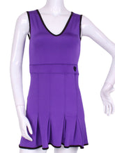 Load image into Gallery viewer, The Angelina Dress is from our sophisticated and elegant collections, for women with a flair for looking good. Wear this stunning piece straight from the court....to cocktails. This style is in our purple design, with a flattering v-neck neckline.