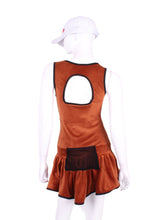 Load image into Gallery viewer, The Sandra Mee Dress offers a playful, fun, and very flirty look. Our dress is fitted, and flares out at the skirt with cute cut out ''O'' in the back. It is perfect for tennis, running and golf (with our Leg Lengthening Leggings), and of course, a trip to your after-court party with your friends. It was designed for confident women like you!