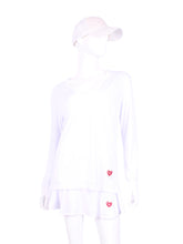 Load image into Gallery viewer, For the tennis lady who loves to leave her chest open - but cover her arms (and other bits) this top is seductive in a sweet way!