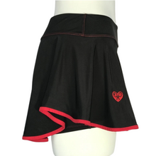 Load image into Gallery viewer, Bright Red + Black Limited LOVE “O” Skirt - I LOVE MY DOUBLES PARTNER!!!