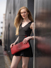 Load image into Gallery viewer, Short Black Angelina Court to Cocktails Tennis Dress. The Angelina Dress is from our sophisticated and elegant collections, for women with a flair for looking good. Our dress is fitted through the bodice, and flares out at the skirt. It is perfect for tennis, running and golf, and of course, a trip to your after-court party with your friends. It was designed for confident women like you! Wear this stunning piece straight from the court to cocktails.