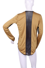 Load image into Gallery viewer, Longer Gold + Black Mesh Long Sleeve Crew Tee - I LOVE MY DOUBLES PARTNER!!!
