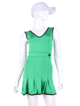 Load image into Gallery viewer, The Angelina Dress is from our sophisticated and elegant collections, for women with a flair for looking good. Wear this stunning piece straight from the court....to cocktails. This style is in our kelly green design, with a flattering v-neck neckline.