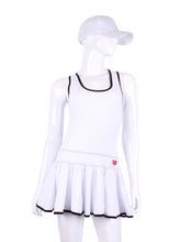 Load image into Gallery viewer, White With White Mesh & Black Trim Sandra Dee Court To Cocktails Tennis Dress