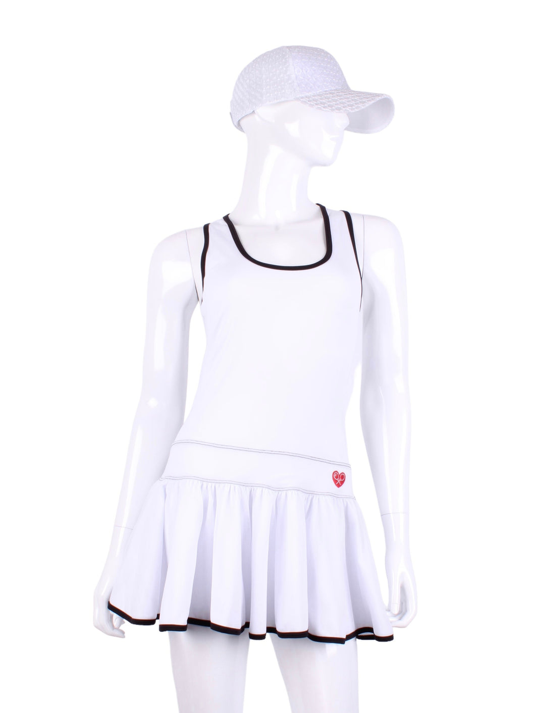 V1 White With White Mesh & Black Trim Sandra Dee Court To Cocktails Tennis Dress