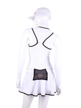 Load image into Gallery viewer, White With White Mesh & Black Trim Sandra Dee Court To Cocktails Tennis Dress