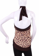 Load image into Gallery viewer, Leopard Halter Top + Brown Trim - I LOVE MY DOUBLES PARTNER!!!