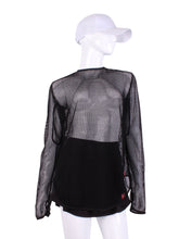 Load image into Gallery viewer, Black Fishnet Long Sleeve Crew Tee - I LOVE MY DOUBLES PARTNER!!!
