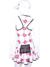 Load image into Gallery viewer, V1 Raspberry Red Hearts & Net Sandra Dee Court To Cocktails Tennis Dress - I LOVE MY DOUBLES PARTNER!!!