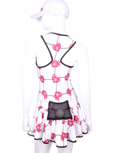 Load image into Gallery viewer, V1 Raspberry Red Hearts & Net Sandra Dee Court To Cocktails Tennis Dress - I LOVE MY DOUBLES PARTNER!!!