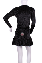 Load image into Gallery viewer, Monroe Crushed Black Velvet Long Sleeve Tennis Dress - I LOVE MY DOUBLES PARTNER!!!