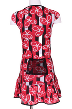 Load image into Gallery viewer, Red Hearts on Black + White Stripes Monroe Tennis Dress - I LOVE MY DOUBLES PARTNER!!!