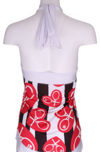 Load image into Gallery viewer, Red Random Hearts on Stripes Halter Top - I LOVE MY DOUBLES PARTNER!!!