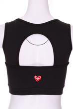 Load image into Gallery viewer, Solid Black Love "O" Bra - I LOVE MY DOUBLES PARTNER!!!