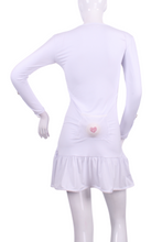 Load image into Gallery viewer, This Special Edition Monroe Dress is Adeline's first (and most popular) designs! Named after the icon star - the "Monroe" promotes an hourglass looking figure! This dress offers a little more coverage around the chest and the arms, but delicately shows your feminine curves. Our dress is fitted, and flares out at the skirt. It is perfect for tennis, running and golf, and of course, a trip to your after-court party with your friends. It was designed for confident women like you!