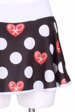 Load image into Gallery viewer, White Polka Dot + Red Heart Love "O" Skirt - I LOVE MY DOUBLES PARTNER!!!