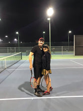 Load image into Gallery viewer, Pleather Gold LOVE “O” Tennis Skirt - I LOVE MY DOUBLES PARTNER!!!