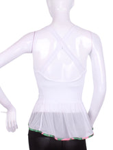 Load image into Gallery viewer, White Ruffle Tank Tennis Top with Pink and Green Trim - I LOVE MY DOUBLES PARTNER!!!