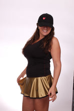 Load image into Gallery viewer, Pleather Gold LOVE “O” Tennis Skirt - I LOVE MY DOUBLES PARTNER!!!