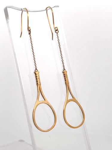 Gold Tennis Racquet Earrings