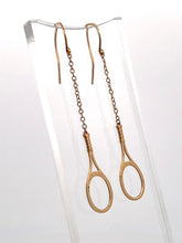 Load image into Gallery viewer, 1” Tennis Racket Solid Gold Earrings
