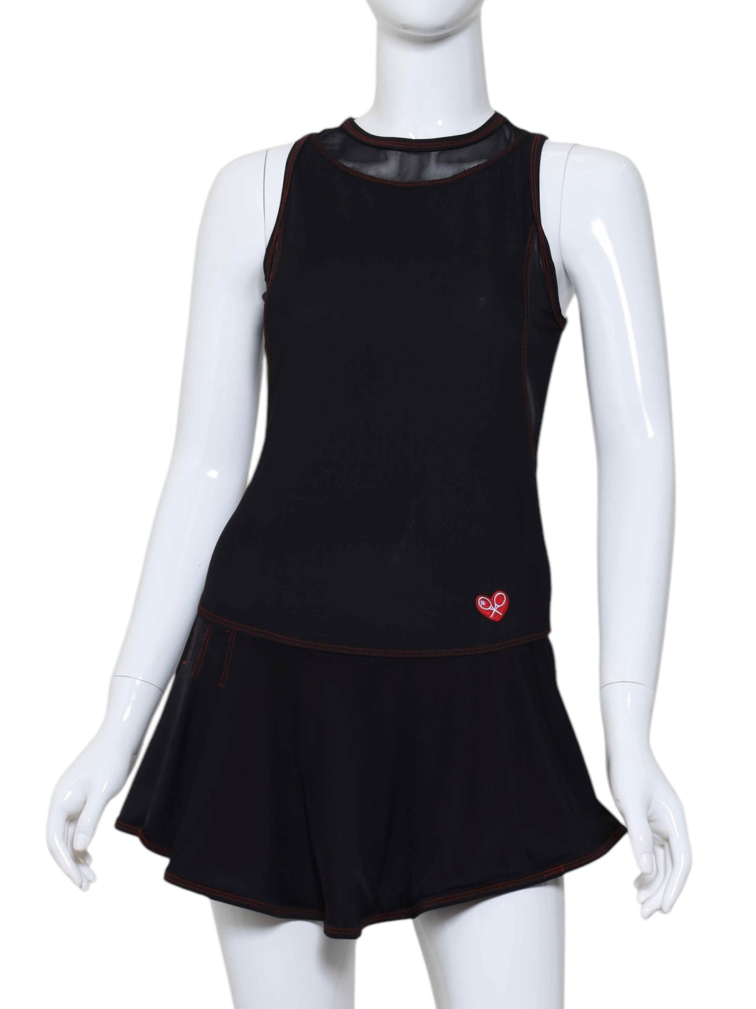 Andrea Dress Short Soft Black With Red Stitching