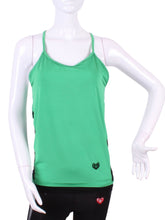 Load image into Gallery viewer, This is my top with the least coverage.  Aptly named the Tiny Tank!  It has a deep scoop neckline and strappy cross back. (If you have boobs....it WILL show your sports bra - if you wear one that is....)  Very light and cool - this top is for a tennis player who either doesn’t wear a sports bra OR wears one under.  This top is not supportive.  It’s more of a feather draping over your chest!
