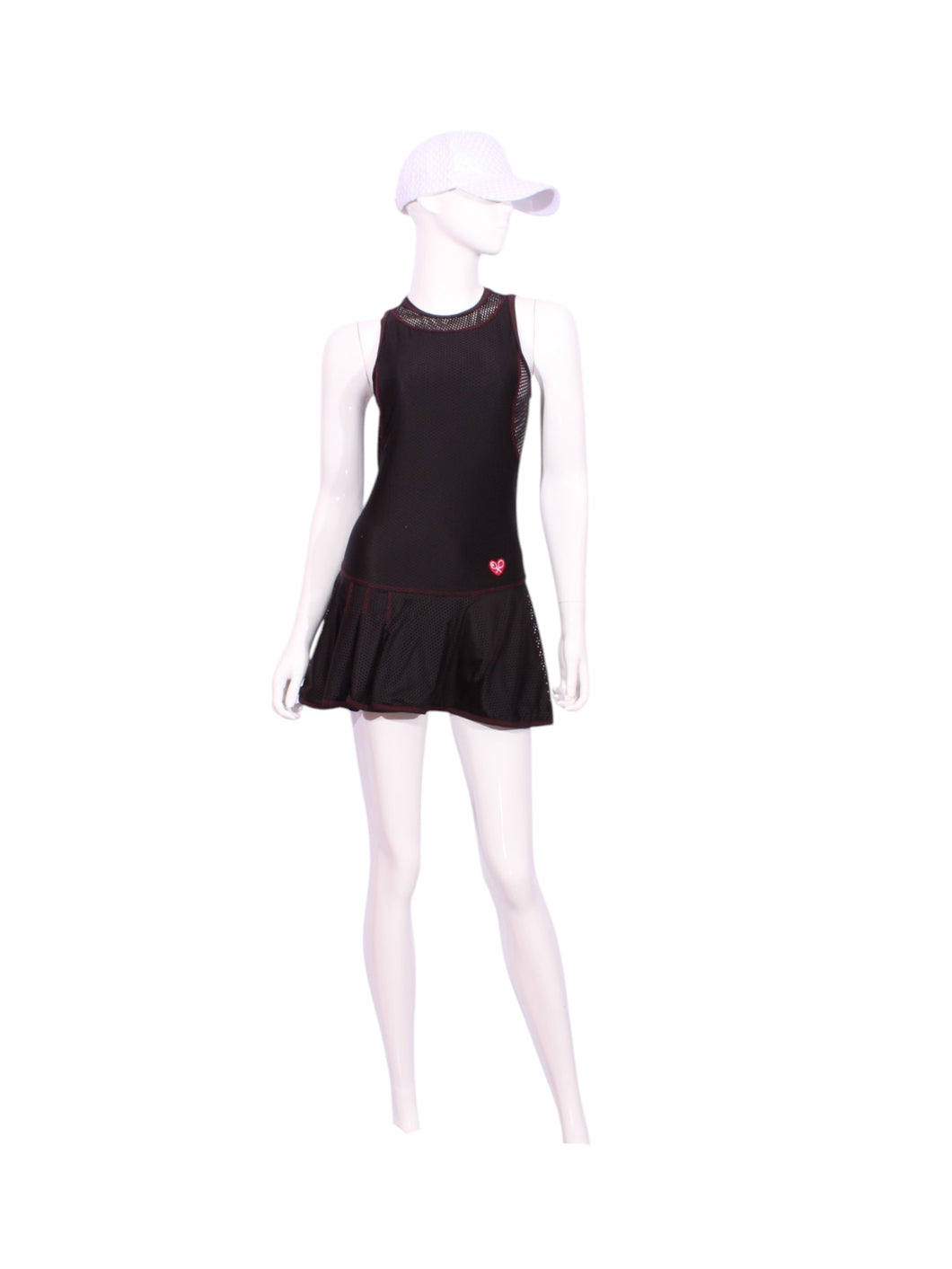Andrea Dress Short Holey Black With Red Stitching