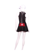 Load image into Gallery viewer, Andrea Dress Short Holey Black With Red Stitching
