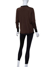 Load image into Gallery viewer, Brown Long Sleeve Very Vee Tee
