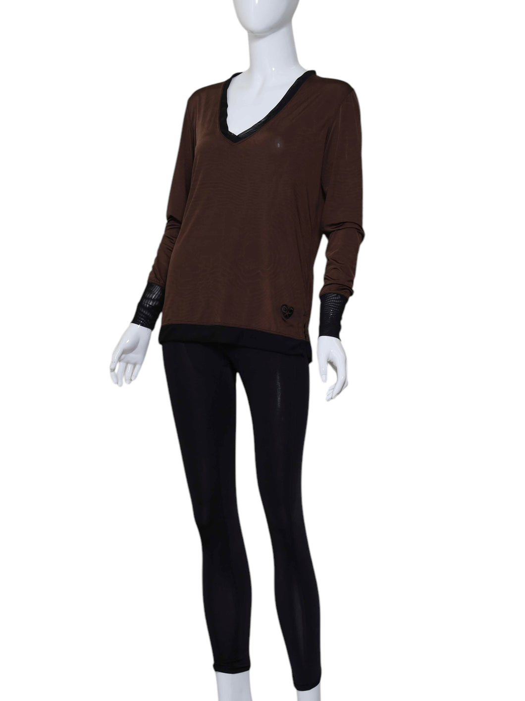 Brown Long Sleeve Very Vee Tee