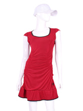 Load image into Gallery viewer, Dark Red Mesh Monroe Tennis Dress With Ruching
