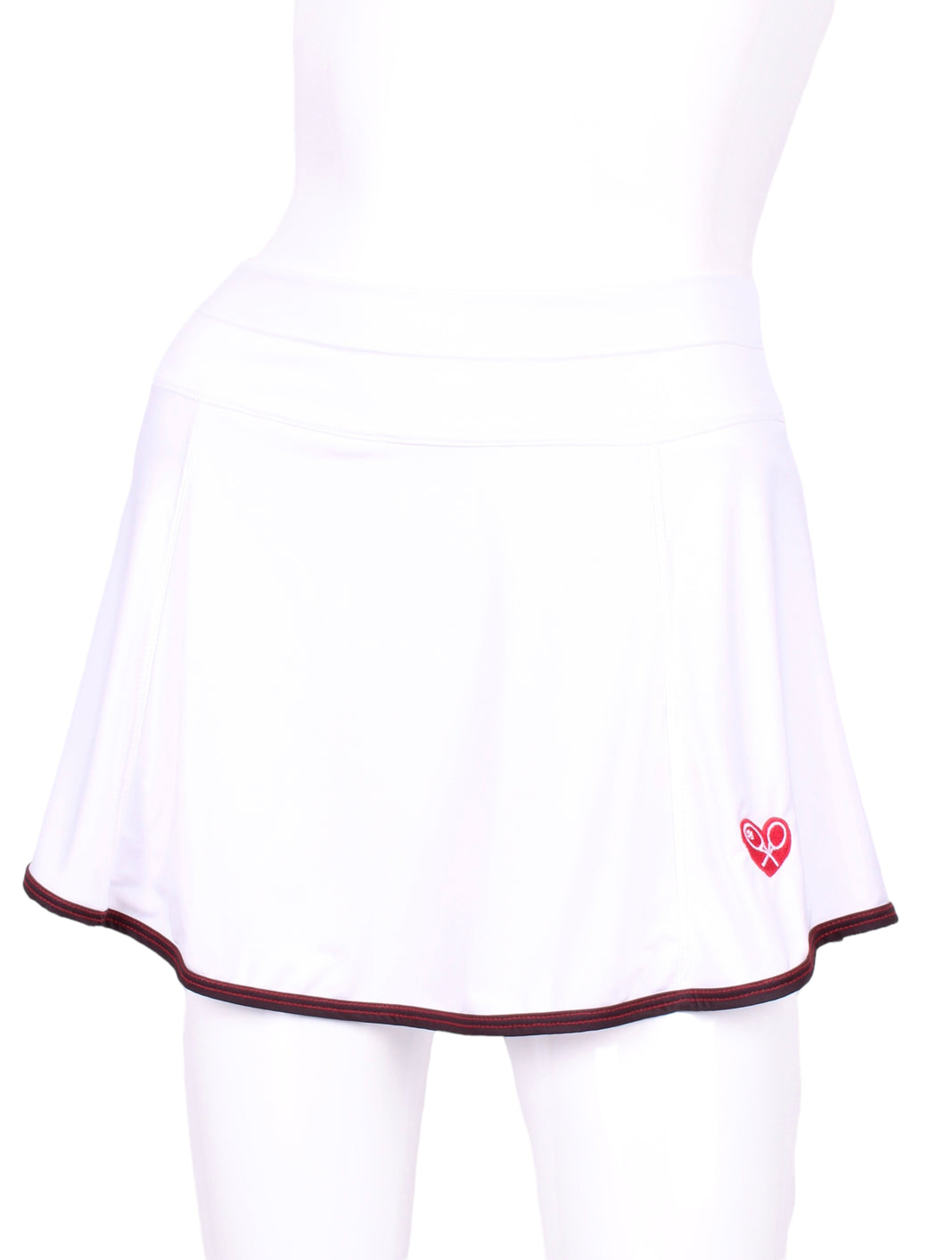 Gladiator Skirt White With Black Binding And Red Stitching
