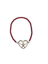 Load image into Gallery viewer, Gold Heart + Rackets Bracelet with Jade Beads
