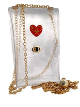 Load image into Gallery viewer, Long Clear Handbag With Love Heart.  Elegant and lightweight clear handbag. Perfect for going out and it comes with a gift! Choose between the super cute Love Key Ring or our elegant net measure. 
