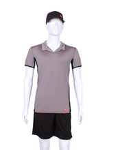Load image into Gallery viewer, The luxury tennis Men&#39;s Polo Shirt in Grey With Mesh is a high-end athletic apparel piece designed for tennis enthusiasts who prioritize both style and performance. 
