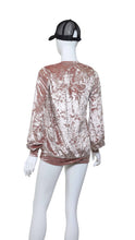 Load image into Gallery viewer, Long Sleeve Warm Up Top - Champagne Crushed Velvet
