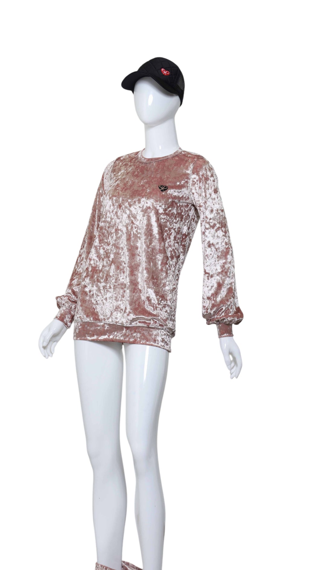 Long Sleeve Warm Up Top - Champagne Crushed Velvet