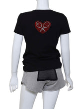 Load image into Gallery viewer, Love Bedazzled Heart T-Shirt Tennis
