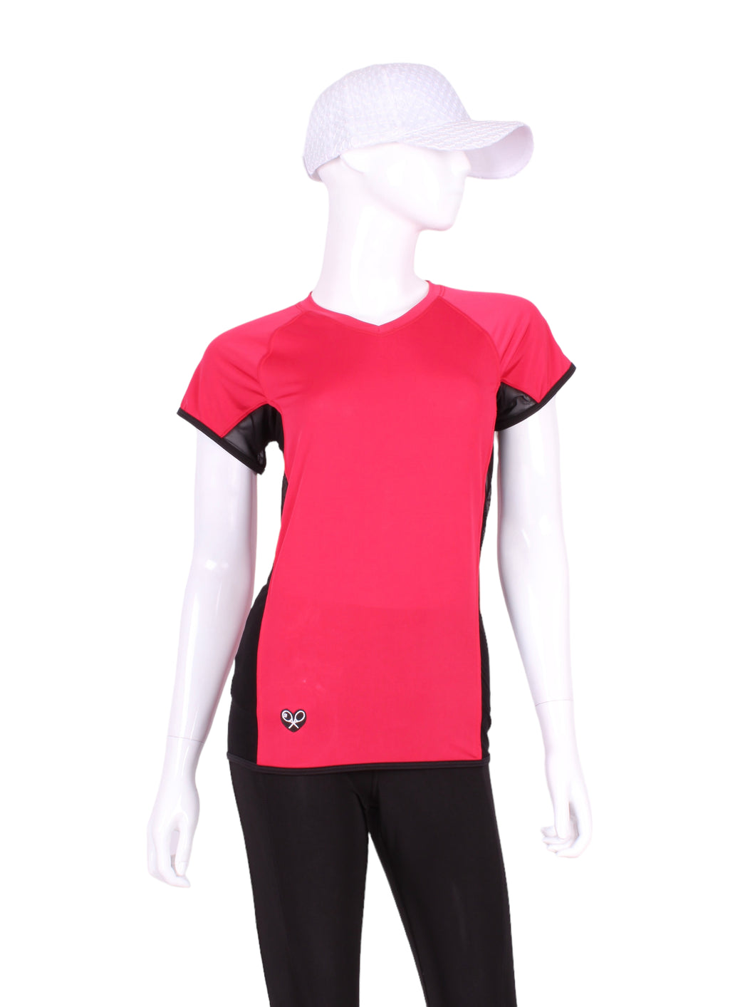 Pinky Red Vee Tee SL With Black Mesh