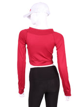 Load image into Gallery viewer, This vee neckline tops arm protection from the sun, but have mesh under the arm to keep you COOL while you play.  These beautiful tops have the Heart + Rackets (trademarked) logo as the contrast.
