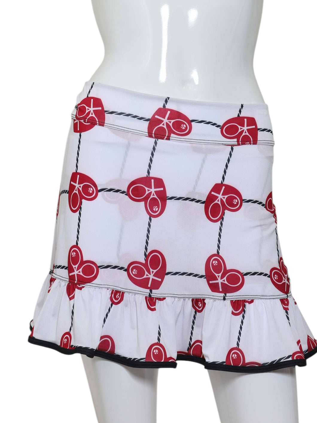 Ruffle Skirt Raspberry Red Hearts & Net